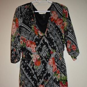 Red and Black Floral Dress